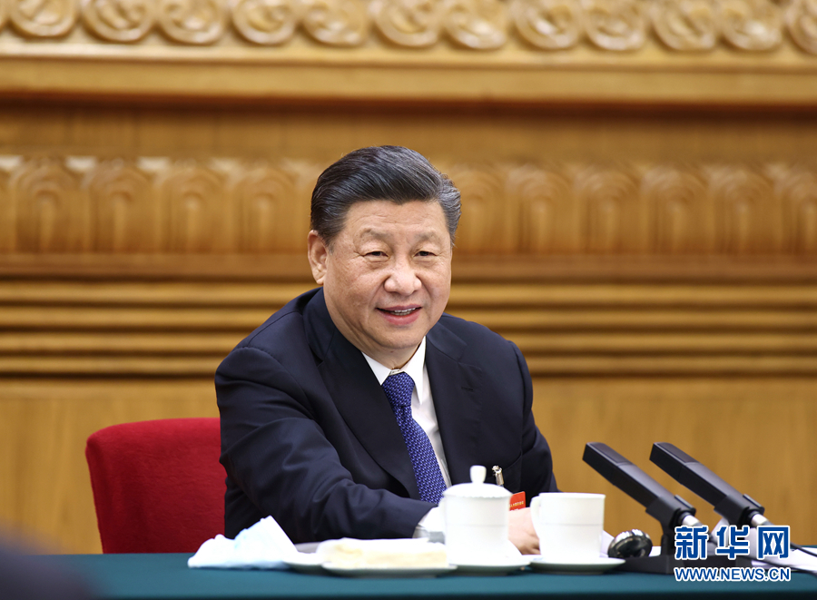 3月5日，中共中央總書記、國家主席、中央軍委主席習(xí)近平參加十三屆全國人大四次會議內(nèi)蒙古代表團的審議。新華社記者 鞠鵬 攝