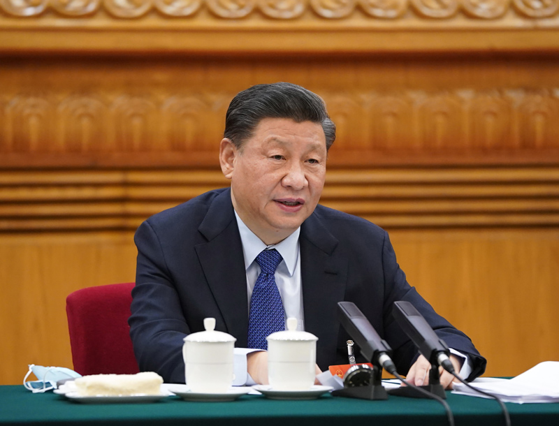 3月7日，中共中央總書記、國家主席、中央軍委主席習(xí)近平參加十三屆全國人大四次會議青海代表團的審議。新華社記者 李學(xué)仁 攝
